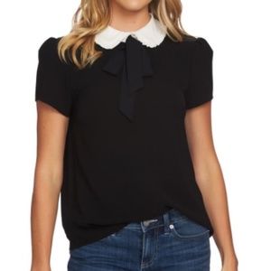 CeCe Ruffle Collar Short Sleeve Blouse (size M)